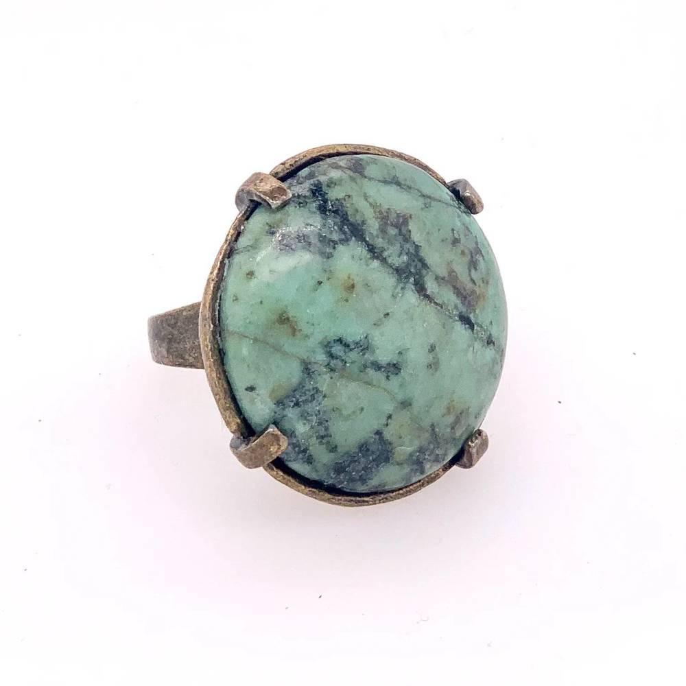NEW REBEL DESIGNS round cabochon ring in turquoise/lava